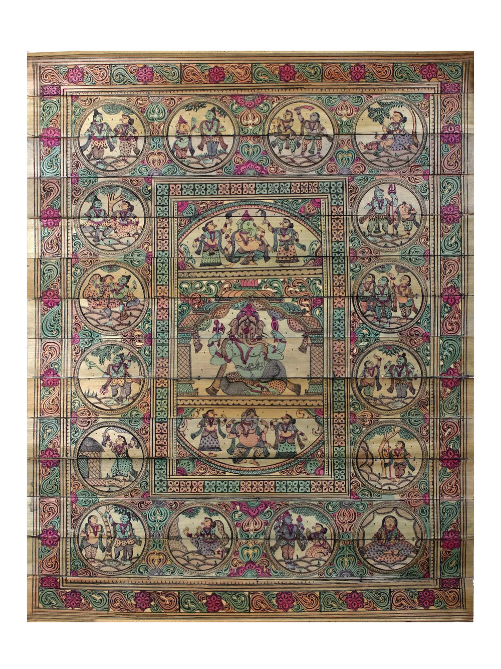 Sitting Lord Ganesha at Center with The Story of His Life