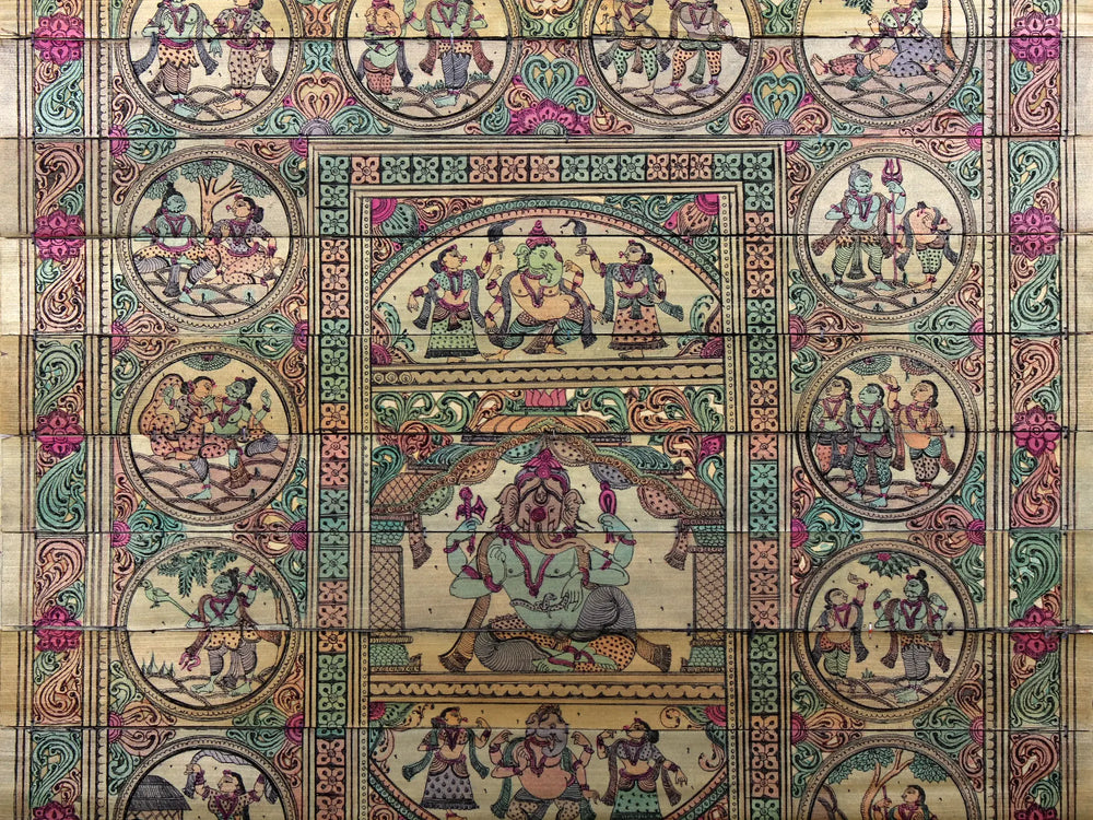 Sitting Lord Ganesha at Center with The Story of His Life