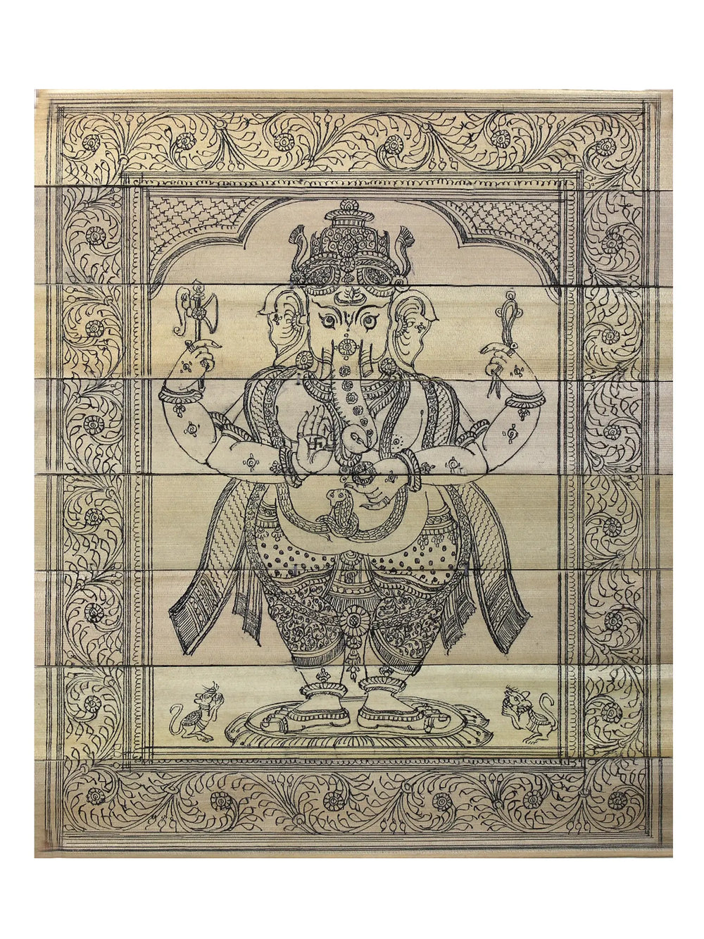 Standing Four Hands Lord Ganesha | Patta Painting from Odisha
