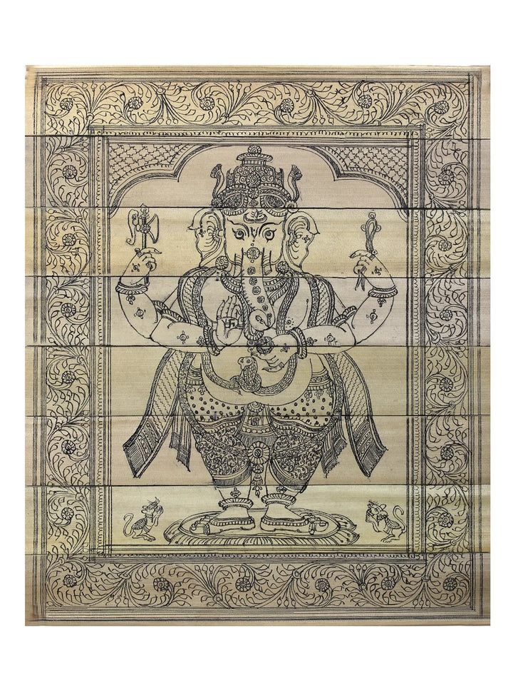 Standing Four Hands Lord Ganesha Pattachitra Painting on Cloth by Rabi Behera · view 1