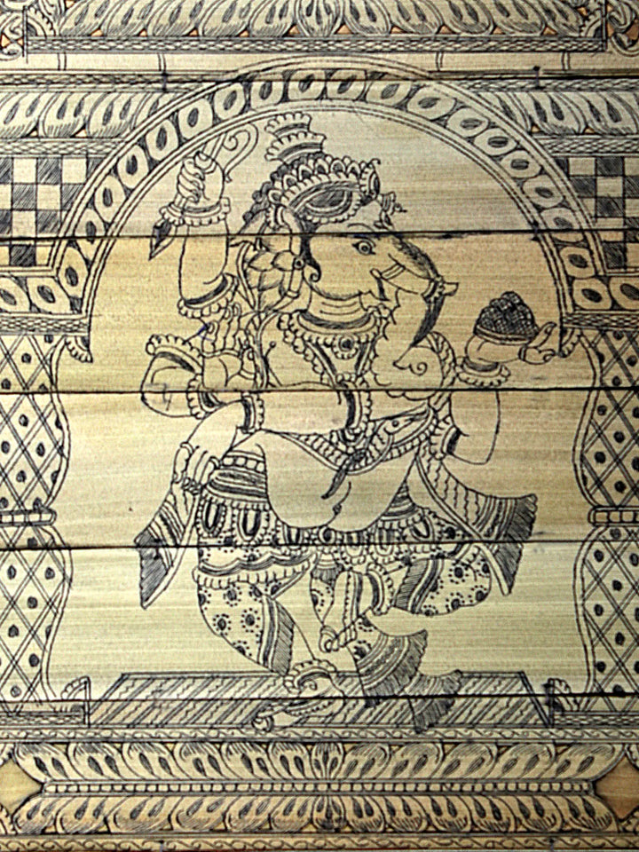 Dancing Lord Ganesha - Patta from Odisha Pattachitra Painting on Cloth · view 2