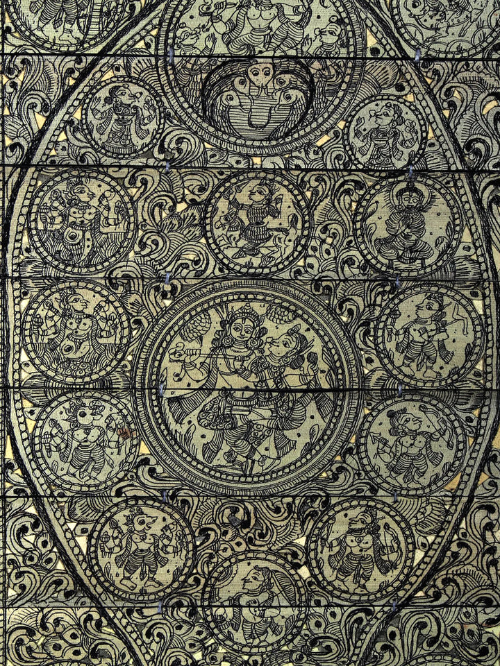 Episodes of Krishna's Life Story (Krishna Leela) with Ten Incarnations of Lord Vishnu Pattachitra Painting on Cloth · view 2