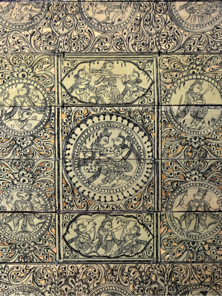 Episodes of Krishna Leela with Dashavatara of Lord Vishnu Pattachitra Painting on Cloth · view 2