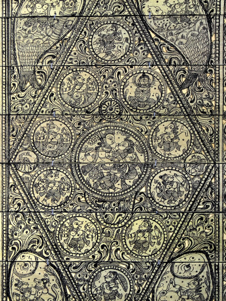 Radha-Krishna and Demons Killed Pattachitra Painting on Cloth by Lord Krishna · view 2