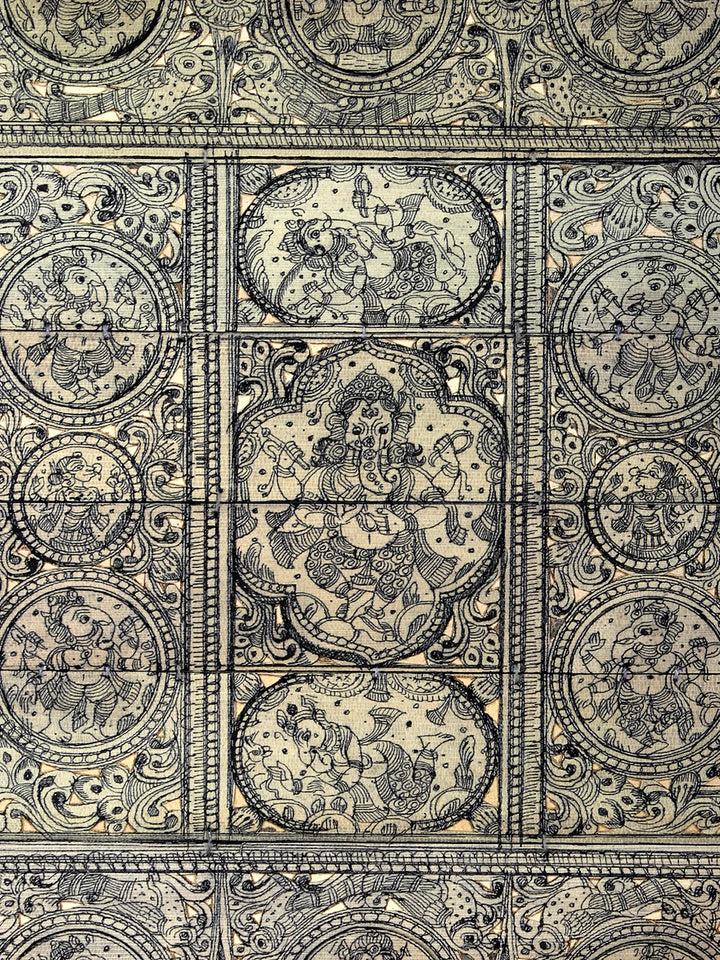 Four Hands Dancing Lord Ganesha Pattachitra Painting on Cloth · view 2