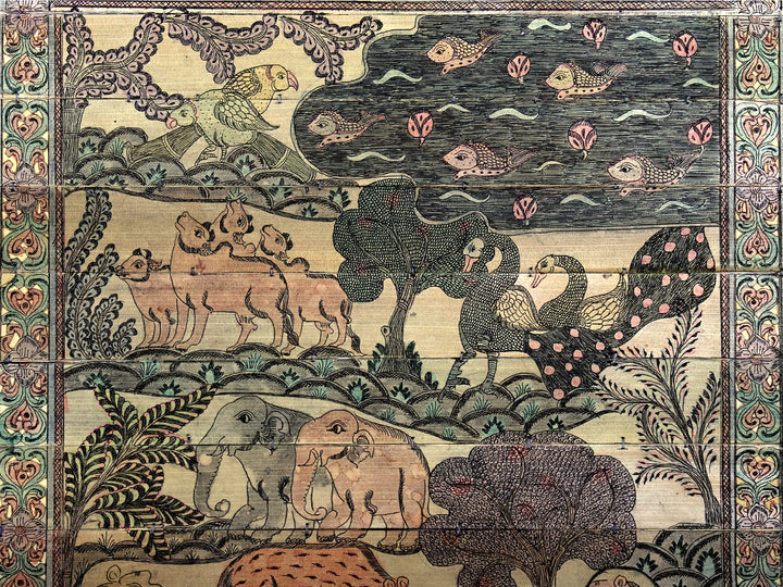 A Jungle Landscape Pattachitra Painting on Palm Leaf · view 2
