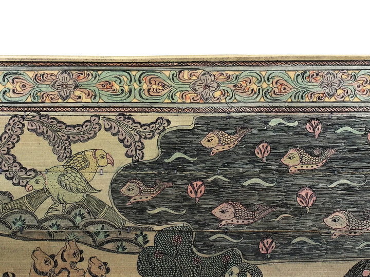 A Jungle Landscape Pattachitra Painting on Palm Leaf · view 3