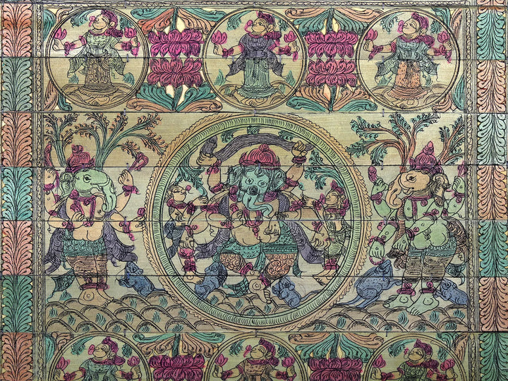 Six Hands Dancing Lord Ganesha Pattachitra Painting on Cloth · view 2