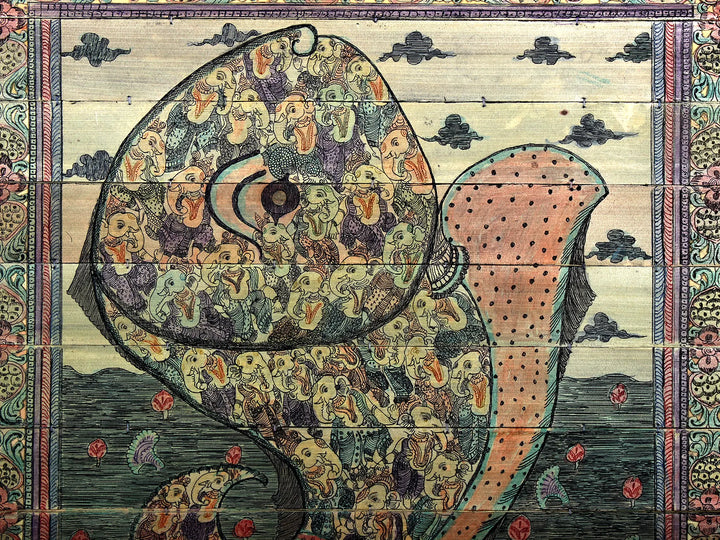 Fish Made of Small Ganeshas Pattachitra Painting on Cloth · view 2
