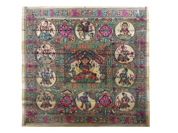 Goddess Lakshmi with Ten Incarnations of Lord Vishnu (Dashavatara) Pattachitra Painting on Cloth · view 1