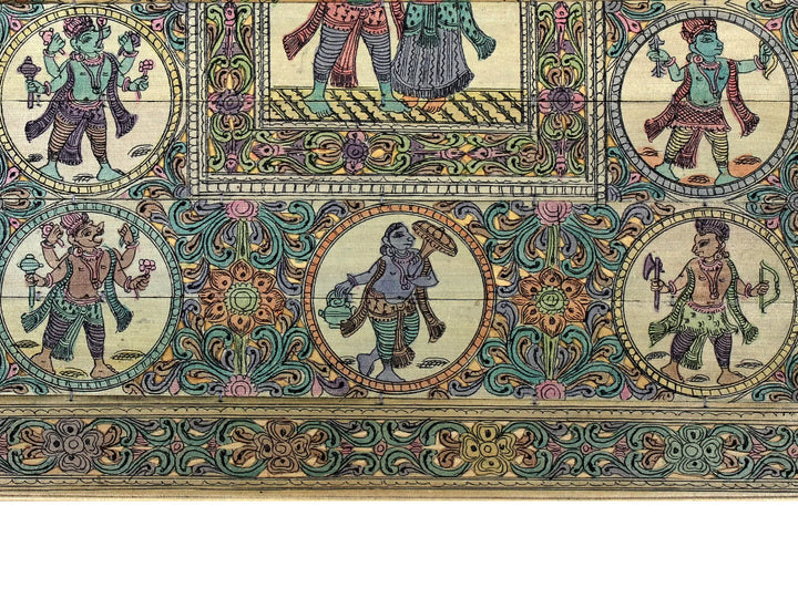 Radha-Krishna with Dashavatara of Lord Vishnu Pattachitra Painting on Cloth · view 4