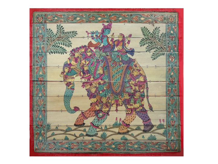 Radha Krishna on Pashu Kunjar Pattachitra Painting on Cloth · view 1