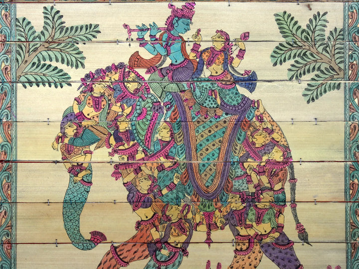 Radha Krishna on Pashu Kunjar Pattachitra Painting on Cloth · view 2