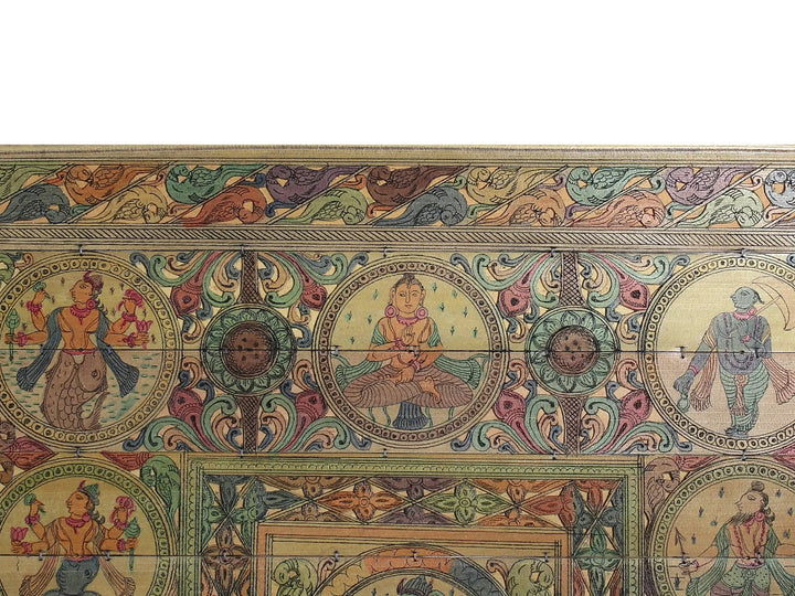Lord Ganesha with Ten Incarnations of Lord Vishnu (Dashavatara) Pattachitra Painting on Cloth · view 3