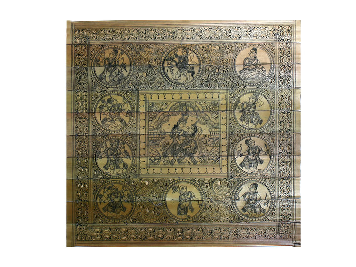Radha Krishna with Dashavatara of Lord Vishnu Pattachitra Painting on Cloth · view 1