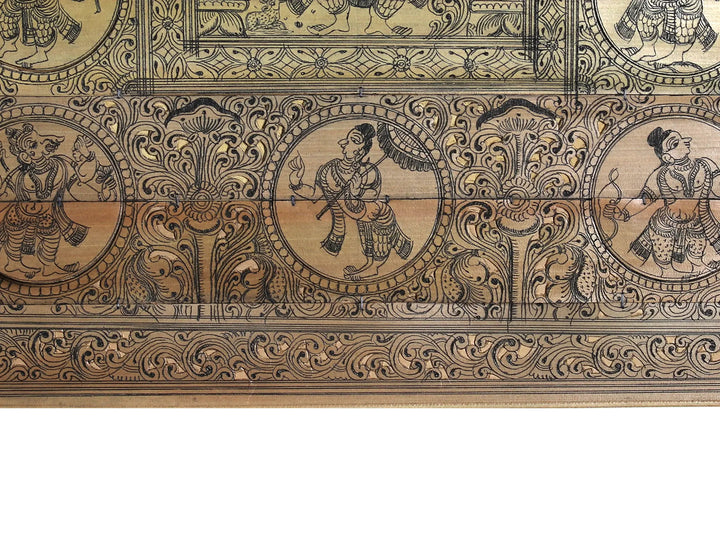 Standing Lord Ganapati at Center with Dashavatara of Lord Vishnu Pattachitra Painting on Cloth · view 4