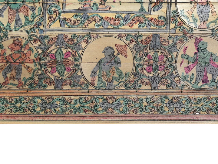 Standing Chaturbhuja Lord Ganesha with Lord Vishnu's Dashavatara Pattachitra Painting on Cloth · view 4