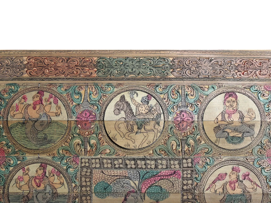 Lord Krishna Playing Flute with Radha and Dashavatara of Lord Vishnu Pattachitra Painting on Cloth