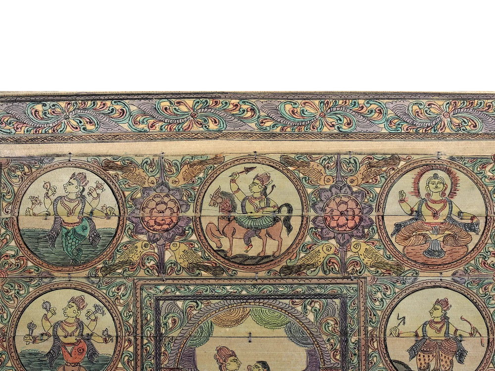 Standing Radha Krishna at Center with Ten Incarnations of Lord Vishnu (Dashavatara)
