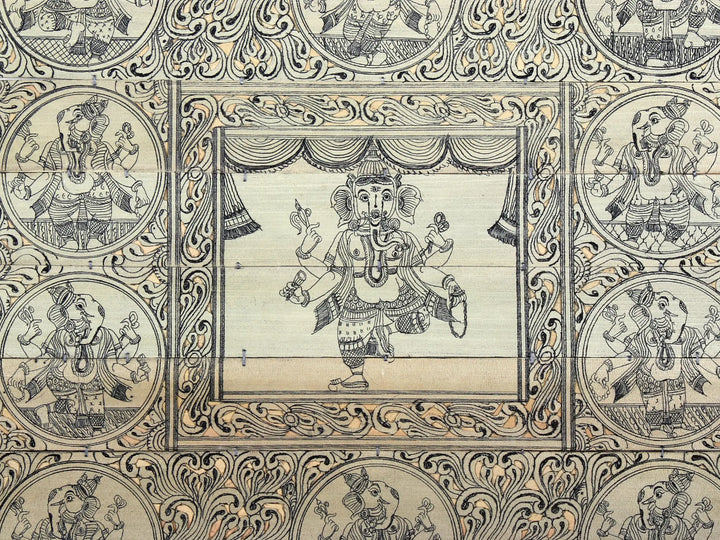 Dancing Lord Ganesha in Different Forms Pattachitra Painting on Cloth · view 2