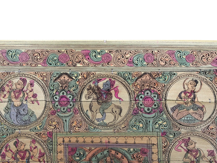 Four Hands Lord Ganesha with Lord Vishnu's Dashavatara Pattachitra Painting on Cloth · view 3