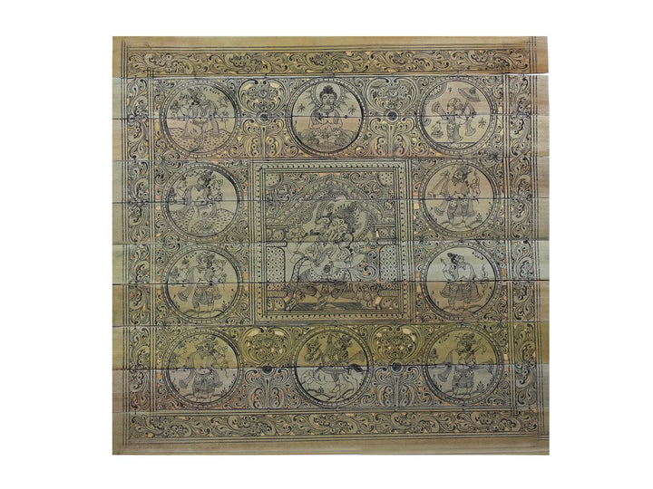 Dancing Lord Ganesha with Dashavatara of Lord Vishnu Pattachitra Painting on Cloth · view 1