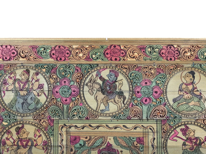 Standing Lord Ganesha at Center with Dashavatara of Lord Vishnu Pattachitra Painting on Cloth · view 3