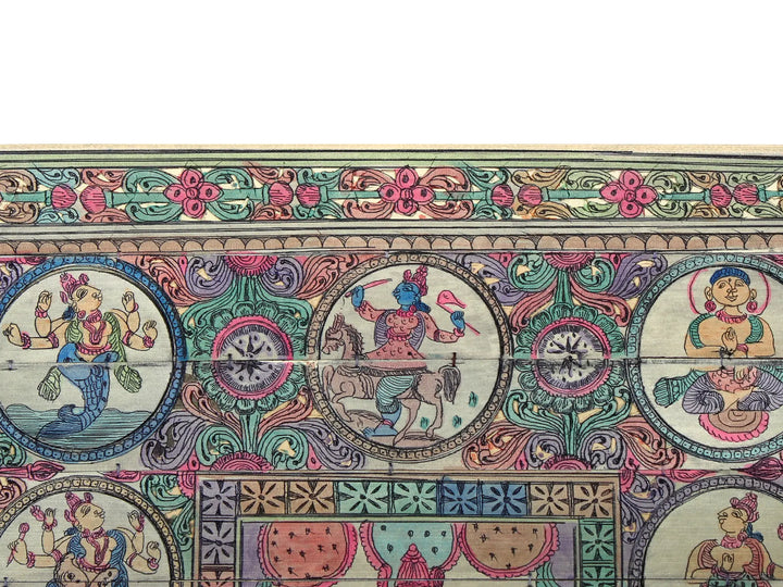 Four Hands Lord Ganapati with Ten Incarnations of Lord Vishnu (Dashavatara) Pattachitra Painting on Cloth · view 3