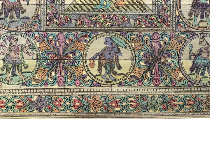 Dancing Radha-Krishna with Dashavatara of Lord Vishnu Pattachitra Painting on Cloth · view 4