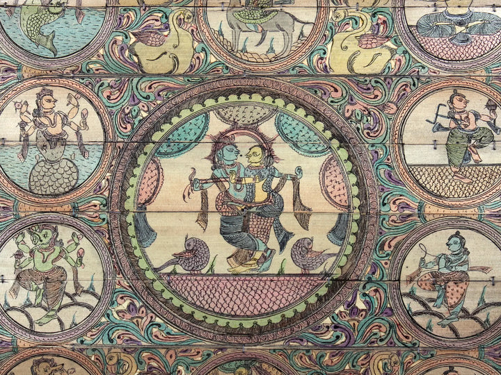 Radha-Krishna at Center with Dashavatara of Lord Vishnu Pattachitra Painting on Cloth · view 2