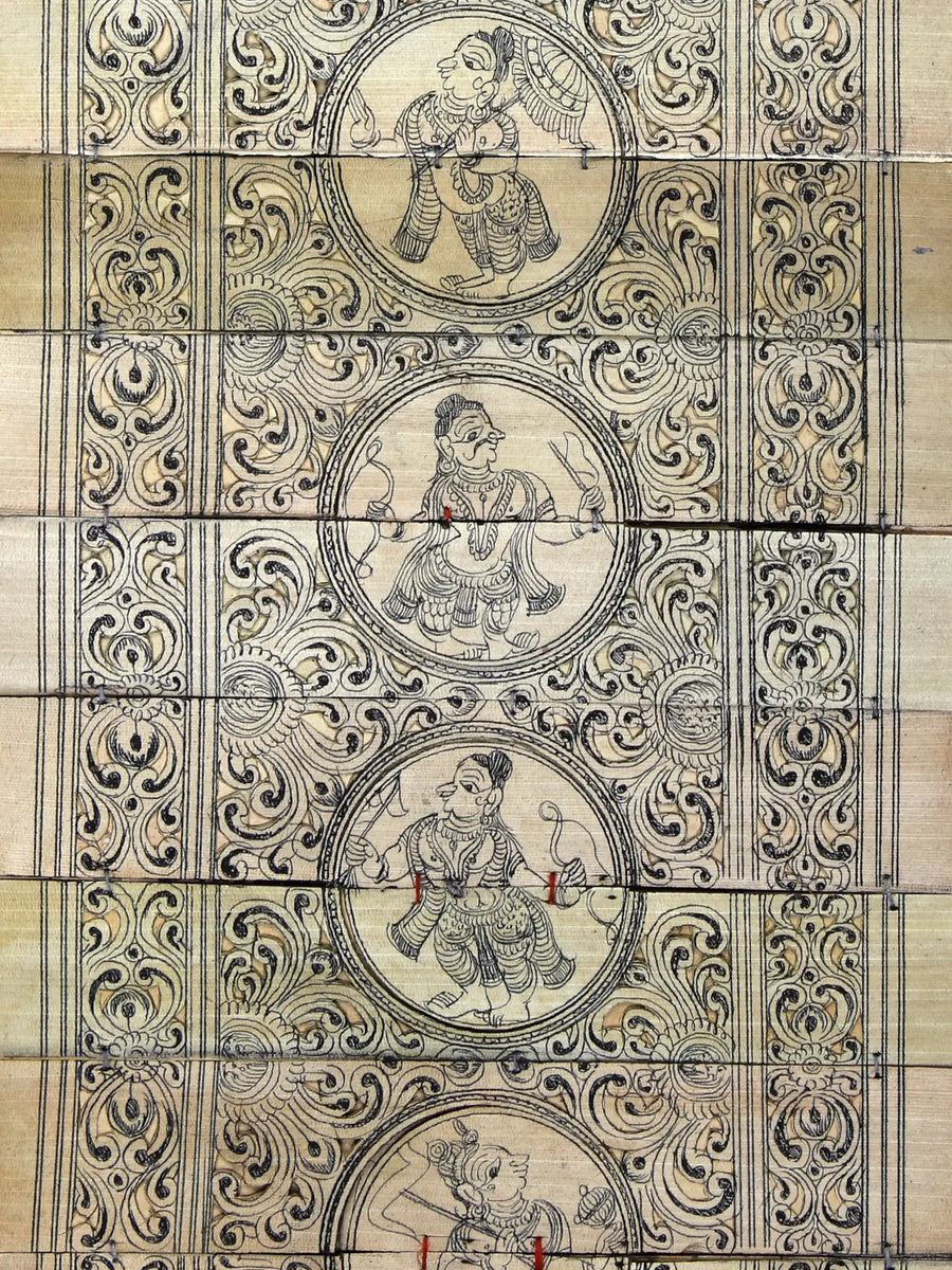Lord Ganesha with Ten Incarnations of Lord Vishnu (Dashavatara) Pattachitra Painting on Cloth
