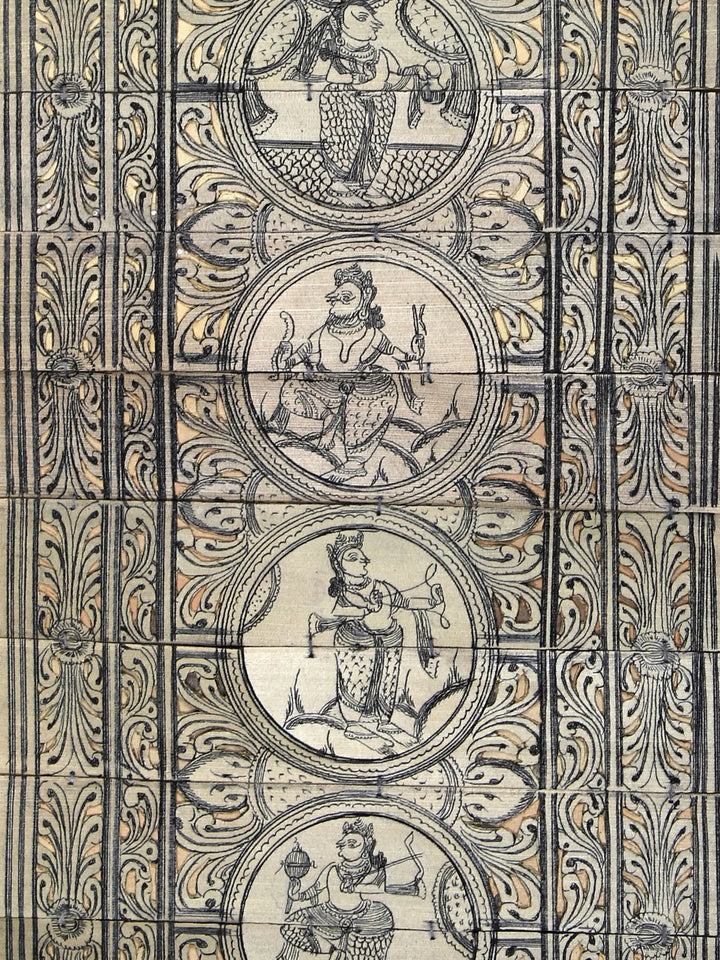 Radha-Krishna with Dashavatara of Lord Vishnu Pattachitra Painting on Cloth · view 3