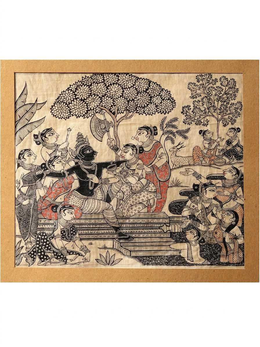 Krishna Six Seasons - Vasanta, Grishma, Varsha, Sharad, Hemanta, Shishira Painting on Tussar Silk