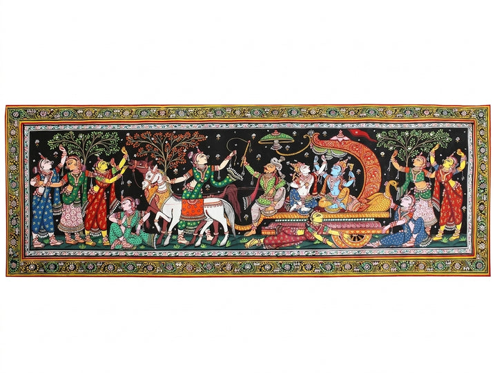 Mathura Vijaya Patachitra Pattachitra Painting on Tussar Silk · view 1