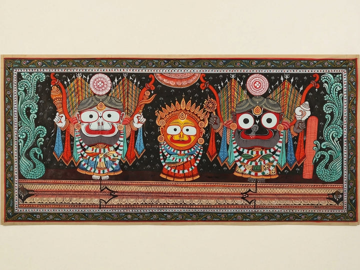Shri Jagannatha in Nagarjuna Vesha (Shringar Done Once Every 25 Years) Patachitra Pattachitra Painting on Tussar Silk · view 1