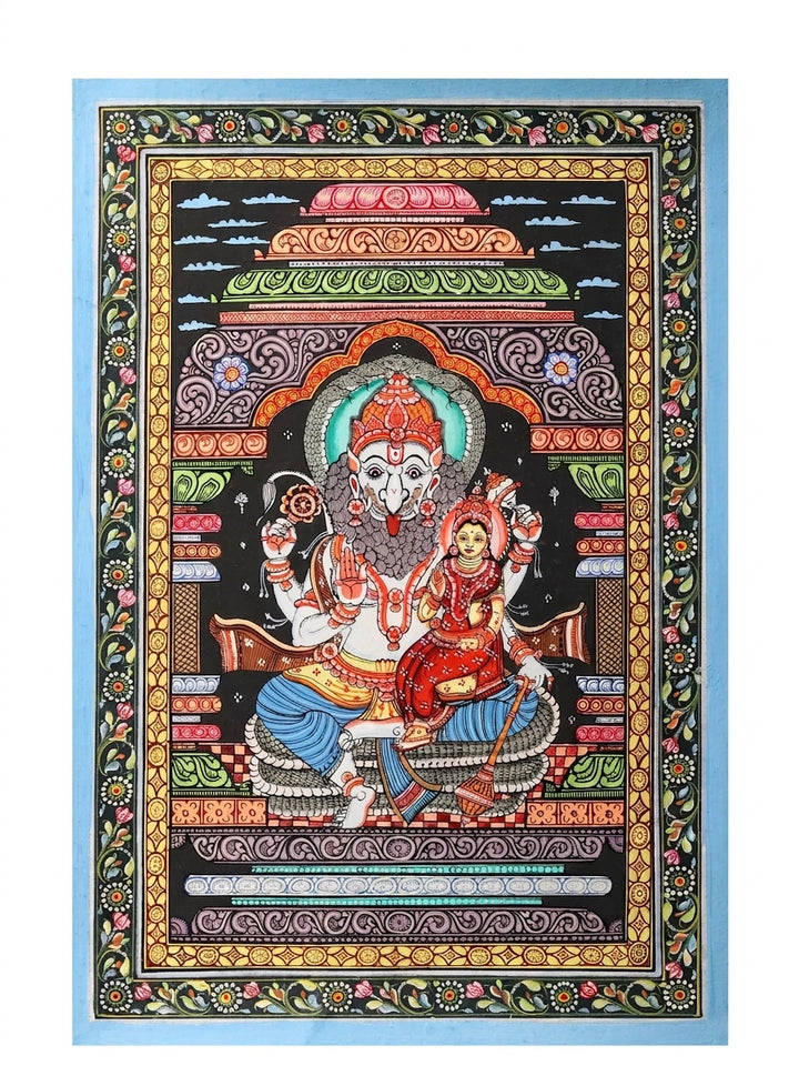 Lord Narasimha with Lakshmi Painting on Canvas · view 1
