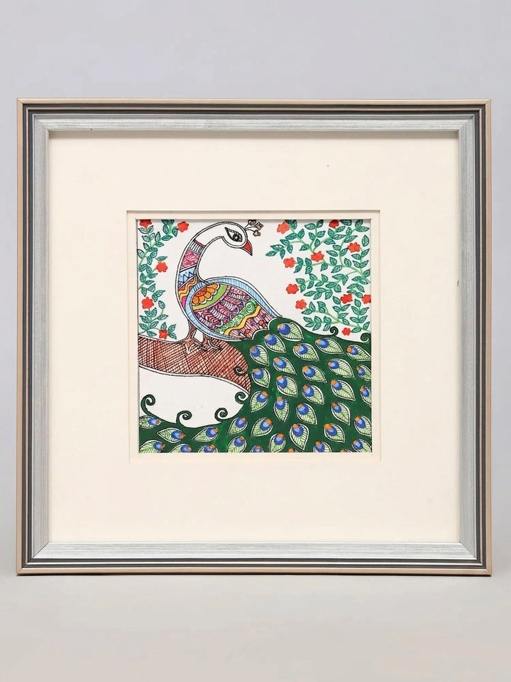 Peacock Madhubani Painting on Handmade Paper · view 1