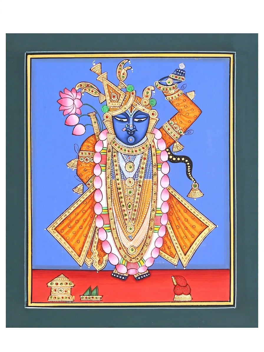 Shrinathji with Crown Pichwai Painting on Paper