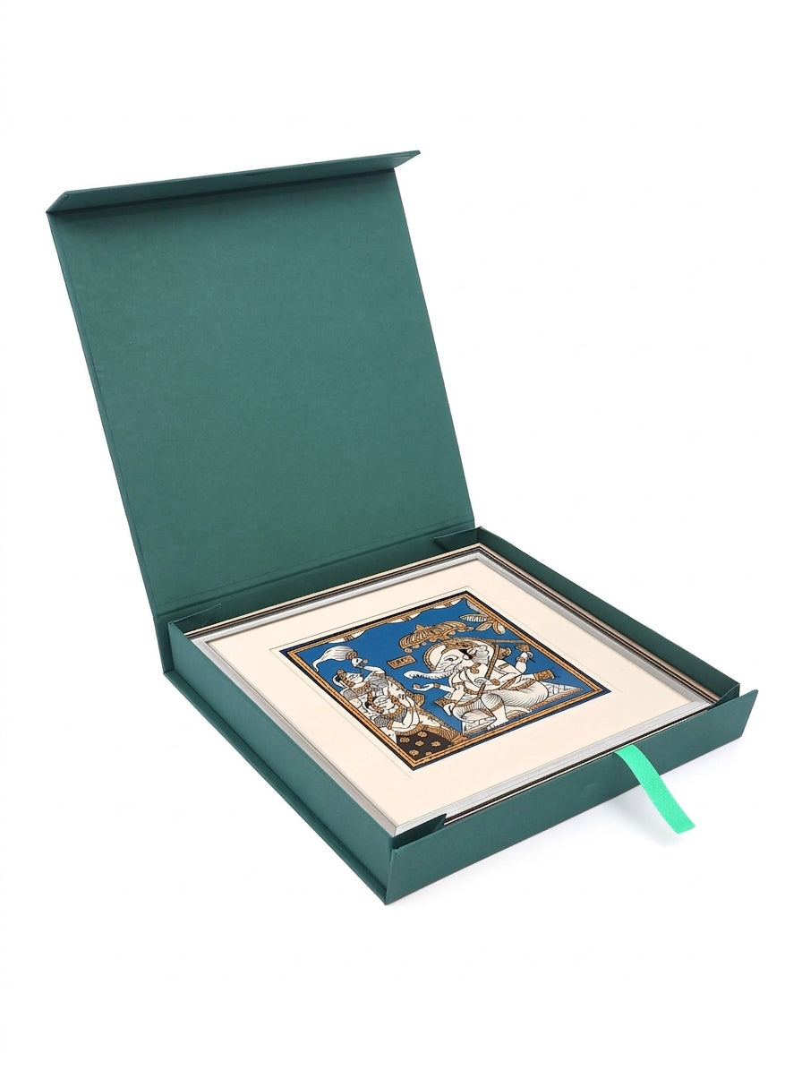 Darbar Ganesha | Framed Traditional Phad Painting
