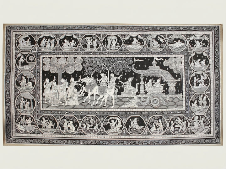 Shri Krishna Leela Painting on Tussar Silk · view 1