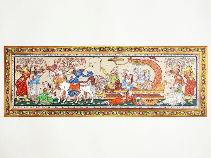 Traditiional Mathura Gaman Painting on Tussar Silk · view 1