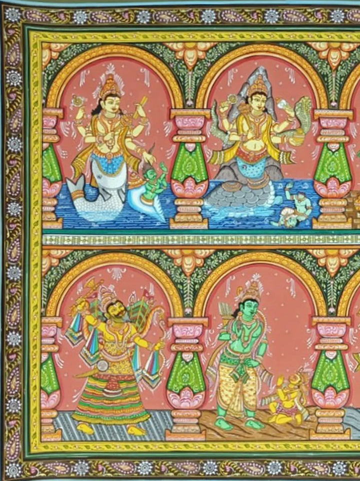 Dashavatar of Lord Vishnu Painting on Canvas · view 3