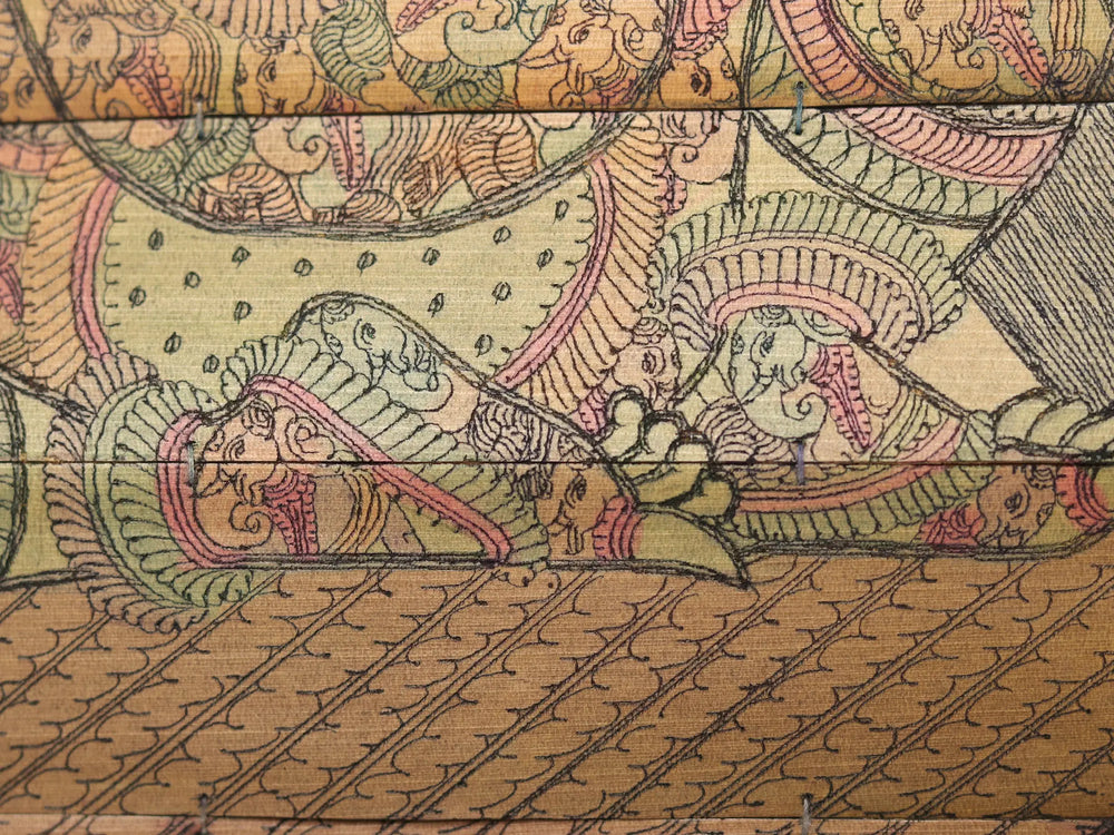 Gaj Gajanana Ganesha Engraved Art | Watercolor On Palm Leaf | By Rabi Behra