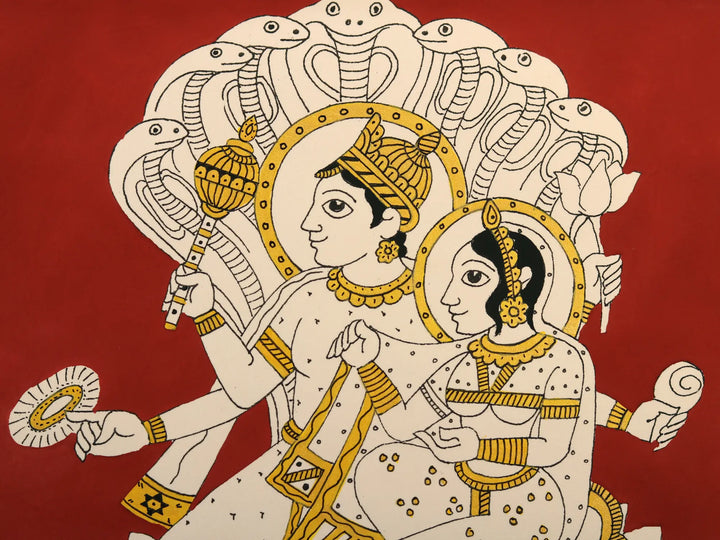 Lord Vishnu with Devi Lakshmi Painting on Paper · view 4