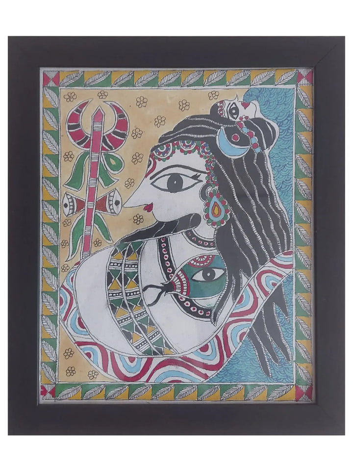 Mahadev - Lord Shiva Madhubani Painting on Canvas · view 1