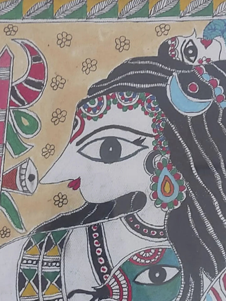 Mahadev - Lord Shiva Madhubani Painting on Canvas · view 3