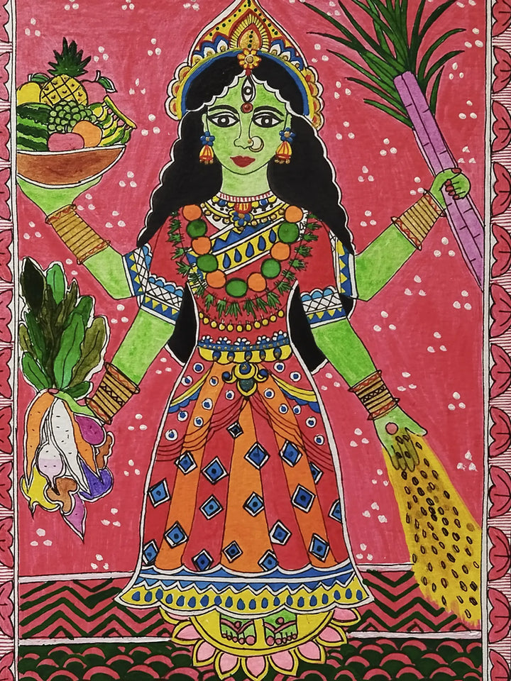 Maa Shakambhari Madhubani Painting on Paper by Nishu Singh · view 2