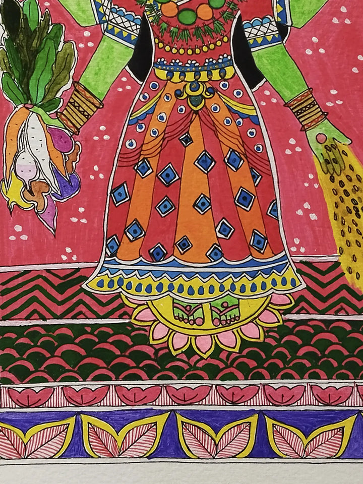 Maa Shakambhari Madhubani Painting on Paper by Nishu Singh · view 4