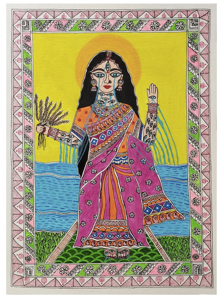 Maa Shatakshi - Goddess of Nourishment Madhubani Painting on Paper by Nishu Singh · view 1