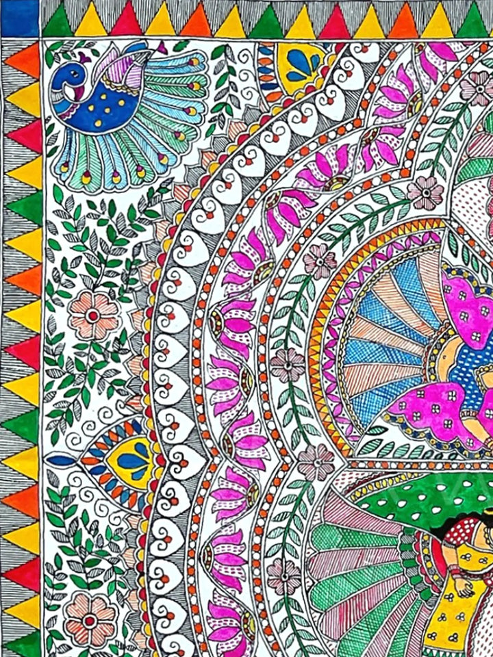 Krishna Raas Madhubani Painting · view 2